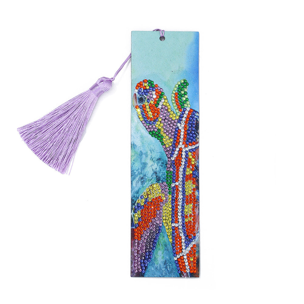 Marque-Pages en Cuir Tortue Colorée Broderie Diamant