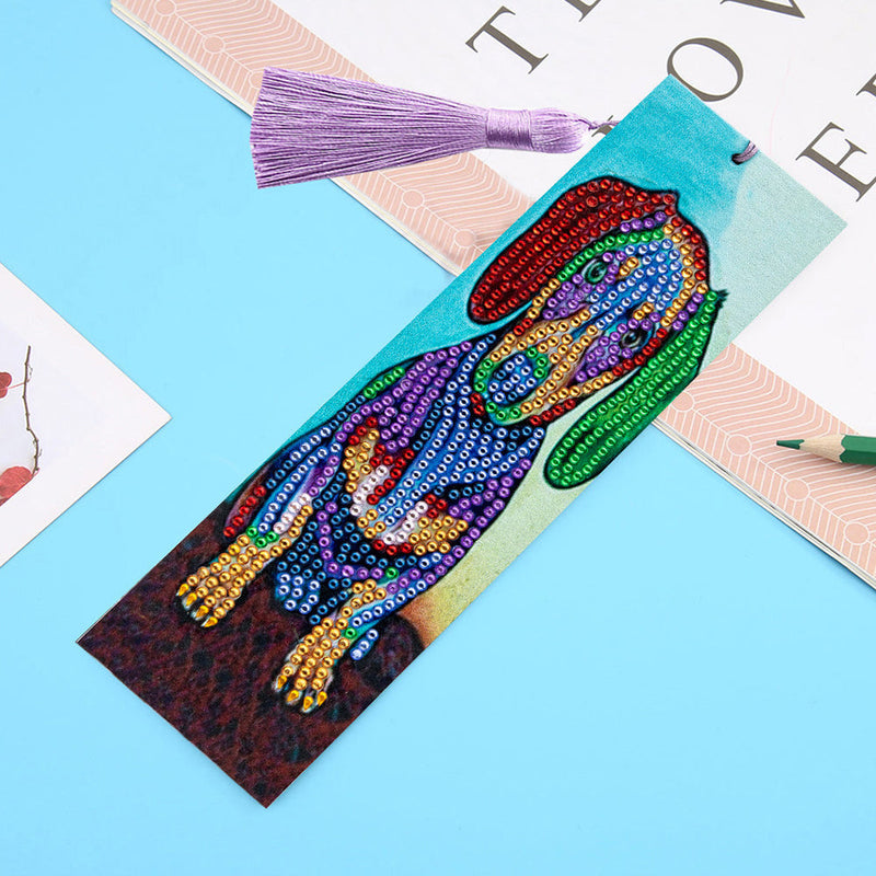 Marque-Pages en Cuir Teckel Coloré Broderie Diamant