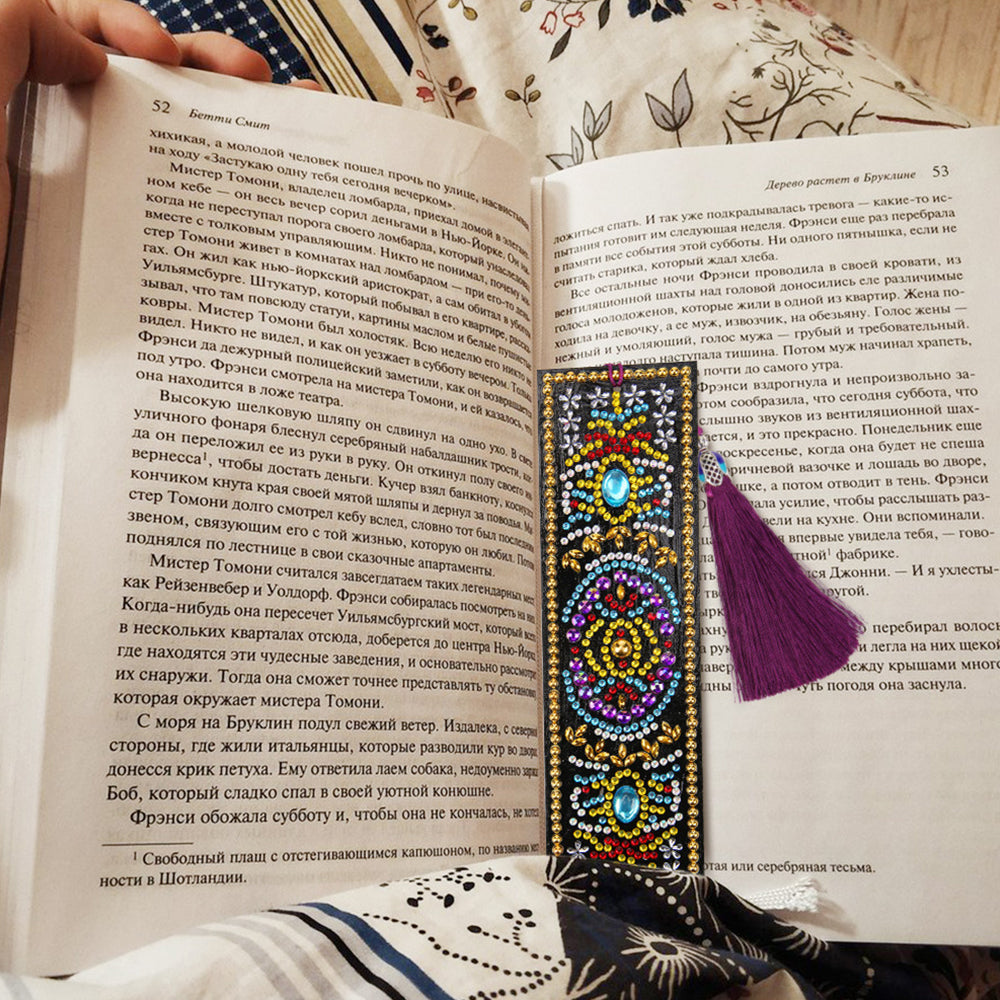 Marque-Pages en Cuir Mandala Vintage Broderie Diamant