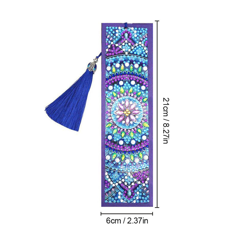 Marque-Pages en Cuir Mandala Bleu Broderie Diamant