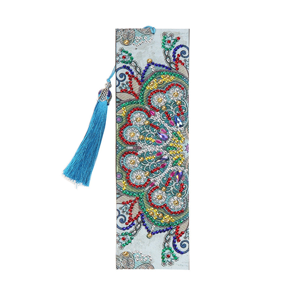 4Pcs de Marque-Pages en Cuir Mandala Vintage Broderie Diamant