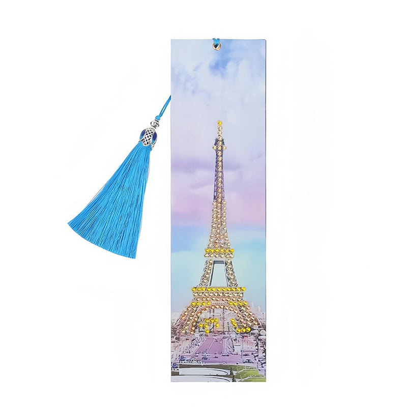 Marque-Pages en Cuir La Tour Eiffel Broderie Diamant