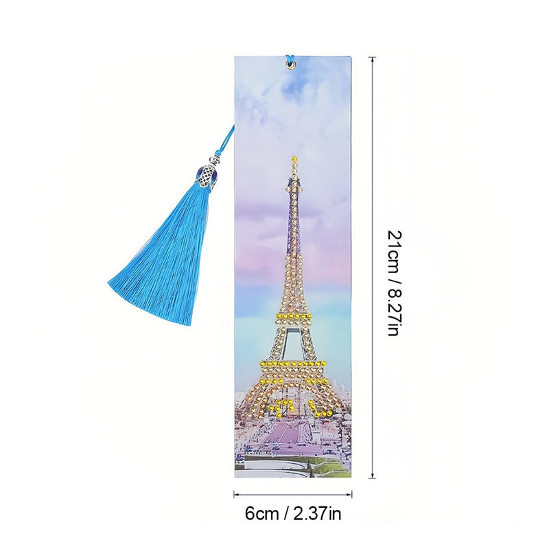 Marque-Pages en Cuir La Tour Eiffel Broderie Diamant