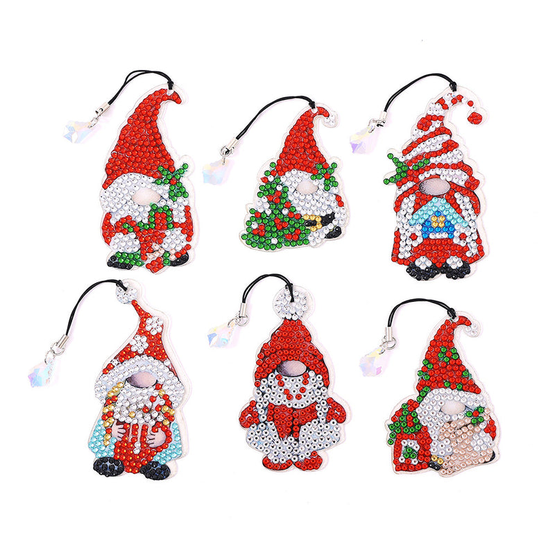 6Pcs de Marque-Pages Acrylique Gnome de Noël Broderie Diamant