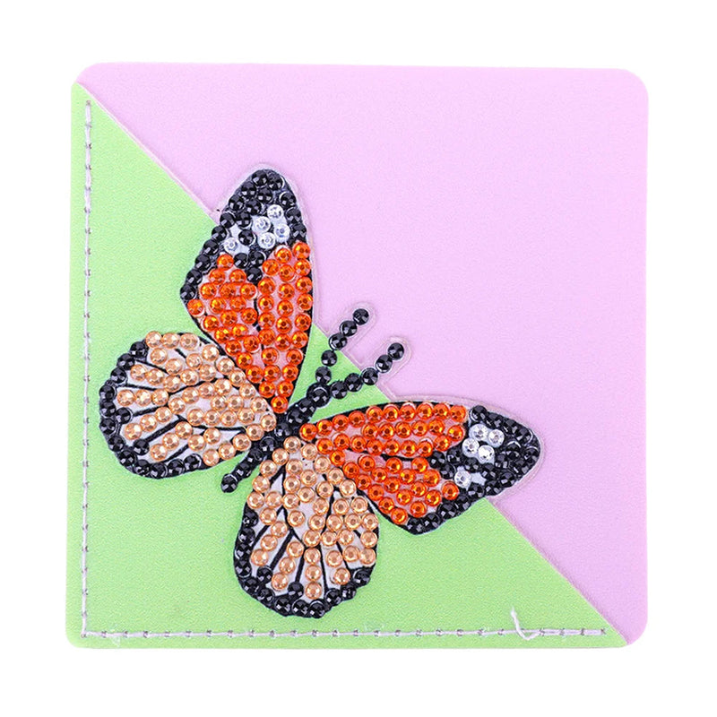 6Pcs de Marque-Pages Avec Coins Protecteurs en PU Papillon à Fleur Broderie Diamant