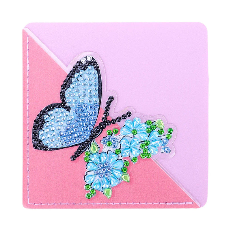 6Pcs de Marque-Pages Avec Coins Protecteurs en PU Papillon à Fleur Broderie Diamant