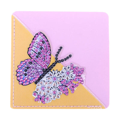 6Pcs de Marque-Pages Avec Coins Protecteurs en PU Papillon à Fleur Broderie Diamant