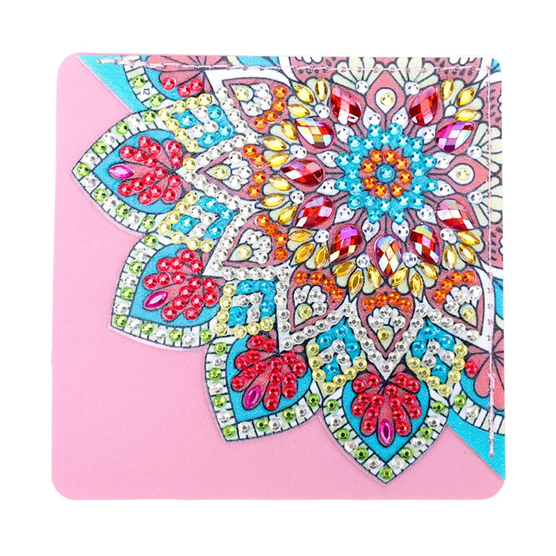 8Pcs de Marque-Pages Avec Coins Protecteurs en PU Belle Mandala Fleur Broderie Diamant