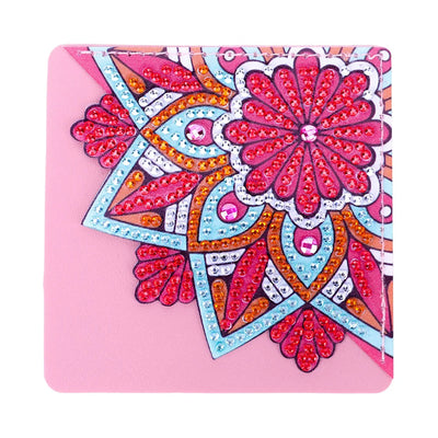 8Pcs de Marque-Pages Avec Coins Protecteurs en PU Belle Mandala Fleur Broderie Diamant