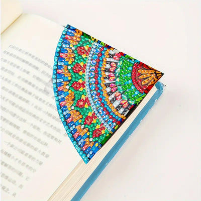 4Pcs de Marque-Pages Avec Coins Protecteurs en PU Mandala Populaire Broderie Diamant