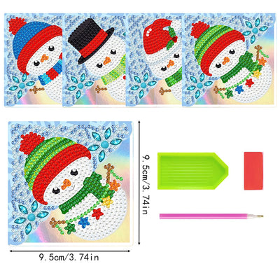 4Pcs de Marque-Pages Avec Coins Protecteurs en PU Bonhomme de Neige de Noël Broderie Diamant