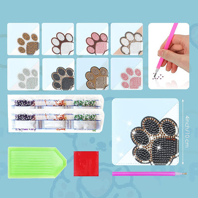 8Pcs de Marque-Pages Avec Coins Protecteurs en PU Animal Patte Mignon Broderie Diamant