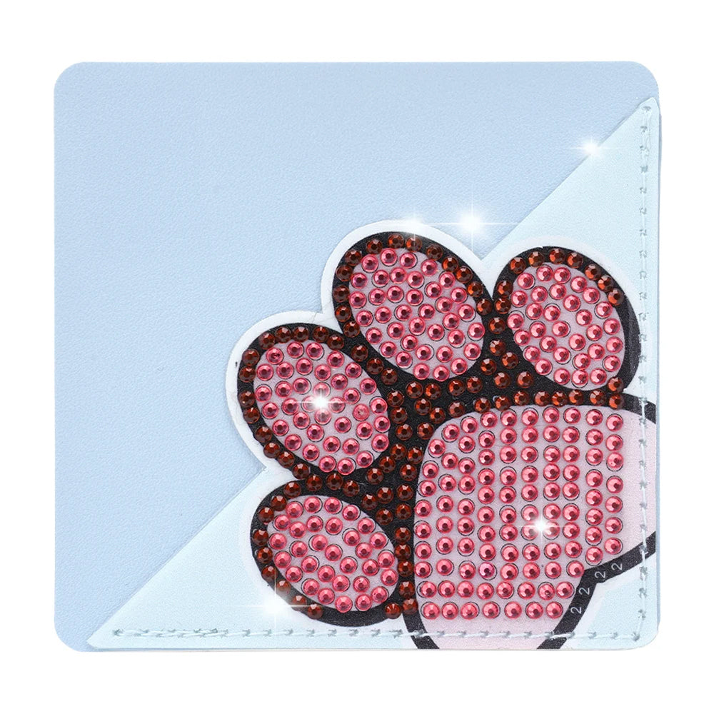 Marque-Pages Avec Coins Protecteurs en PU Patte Mignonne d'Animal Broderie Diamant