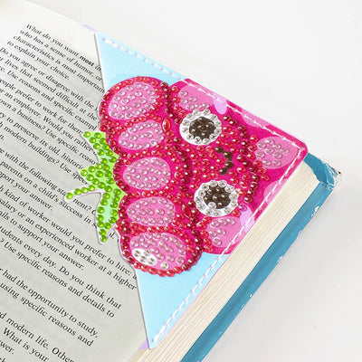 9Pcs de Marque-Pages Avec Coins Protecteurs en PU Fruits d'Été Mignonnes Broderie Diamant