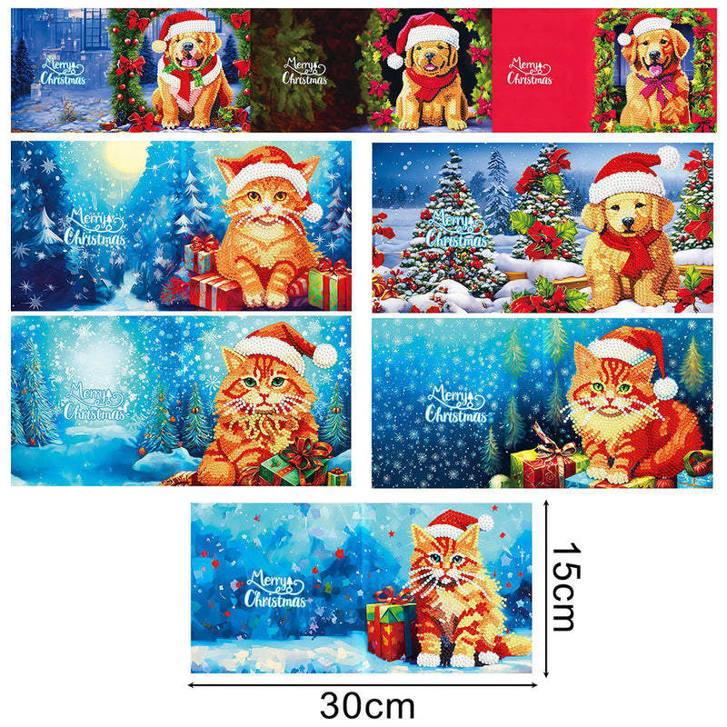 Cartes de Vœux Chiens et Chats de Noël | 8 Pièces