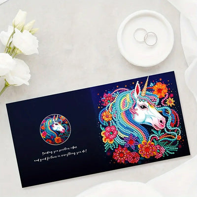 Cartes de Vœux Licorne et Fleurs | 8 Pièces