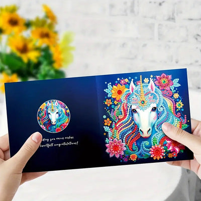 Cartes de Vœux Licorne et Fleurs | 8 Pièces