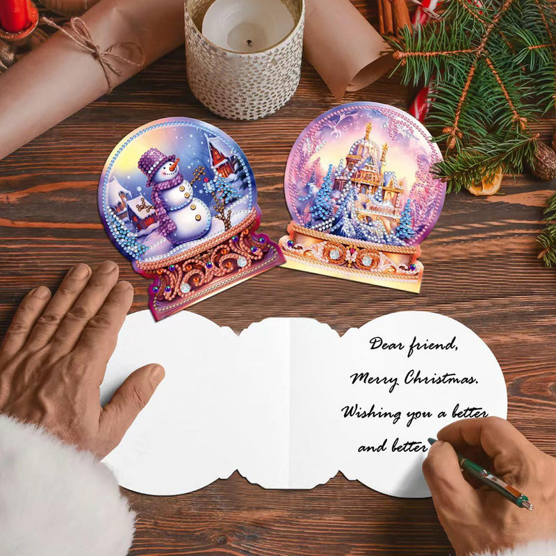 Cartes de Vœux Boule de Cristal de Noël | 8 Pièces