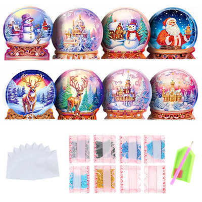 Cartes de Vœux Boule de Cristal de Noël | 8 Pièces