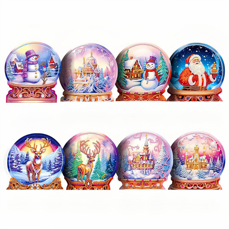 Cartes de Vœux Boule de Cristal de Noël | 8 Pièces