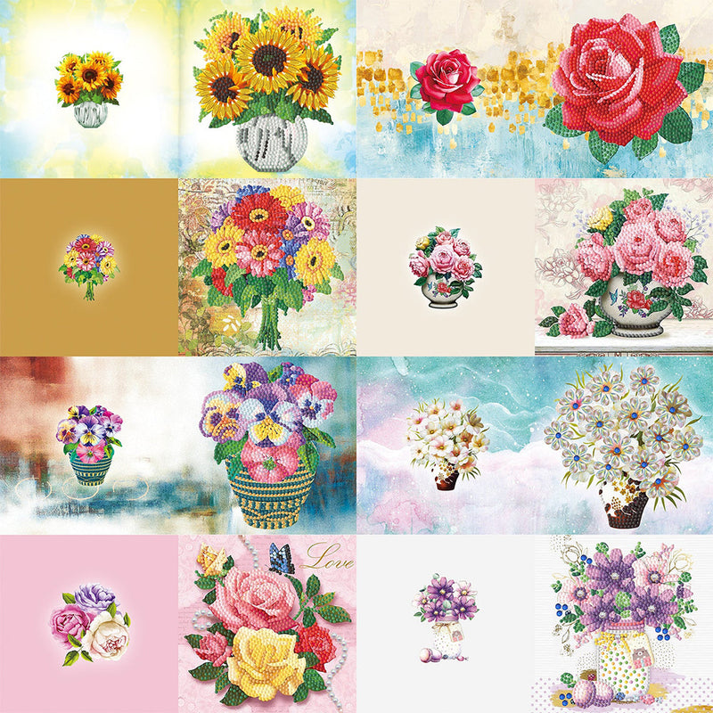 Cartes de Vœux Bouquets de Fleurs Variés | 8 Pièces