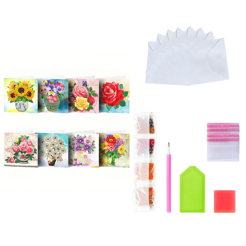 Cartes de Vœux Bouquets de Fleurs Variés | 8 Pièces