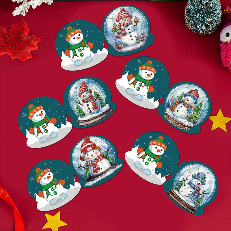 Cartes de Vœux Bonhomme de Neige de Noël dans Boule de Cristal | 12 Pièces