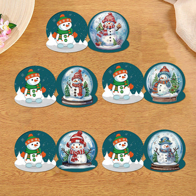 Cartes de Vœux Bonhomme de Neige de Noël dans Boule de Cristal | 12 Pièces