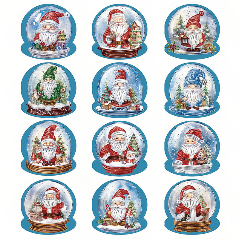 Cartes de Vœux Le Père Noël dans Boule de Cristal | 12 Pièces