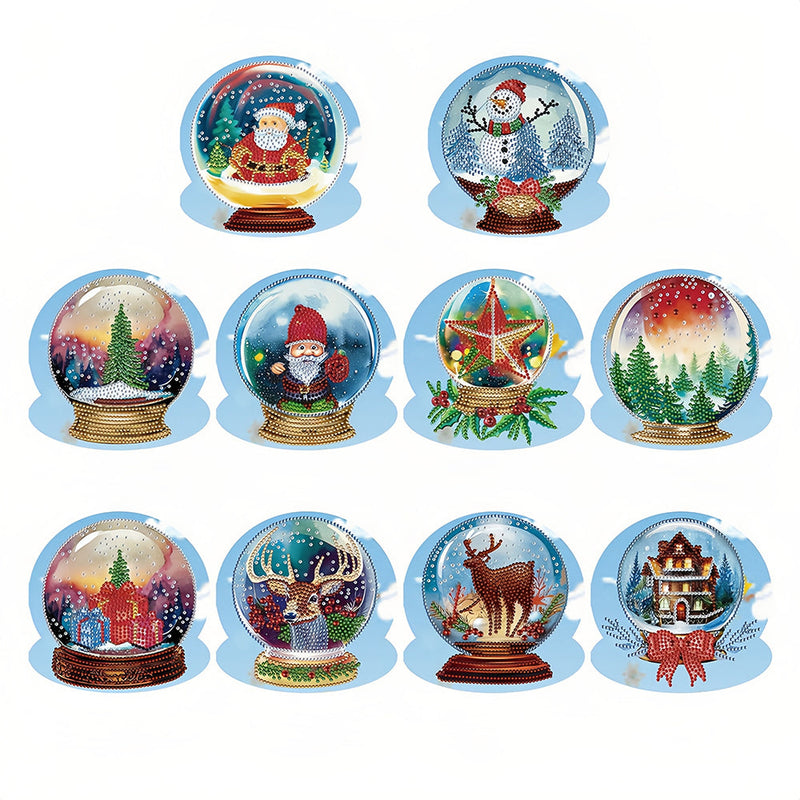 Cartes de Vœux Boule de Cristal de Noël | 10 Pièces