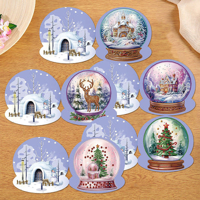 Cartes de Vœux Boule Violette de Cristal de Noël | 8 Pièces