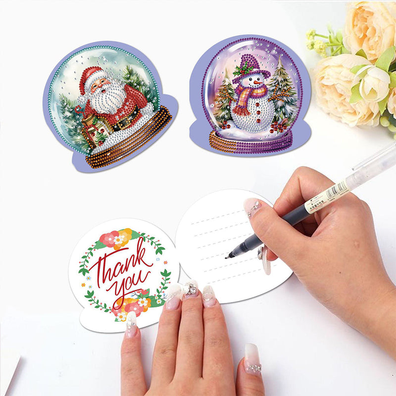 Cartes de Vœux Boule Violette de Cristal de Noël | 8 Pièces