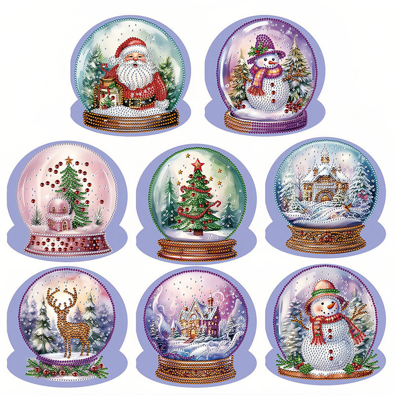 Cartes de Vœux Boule Violette de Cristal de Noël | 8 Pièces