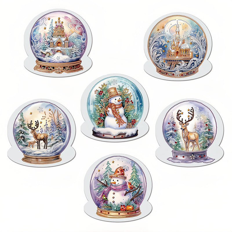 Cartes de Vœux Boule de Cristal de Noël | 6 Pièces