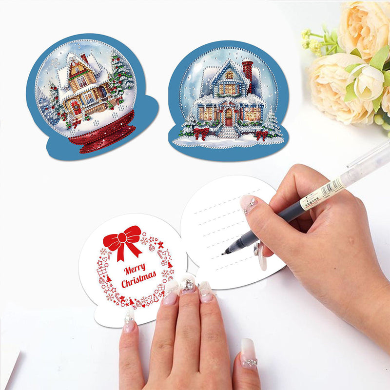 Cartes de Vœux Château de Noël dans Boule de Cristal | 5 Pièces