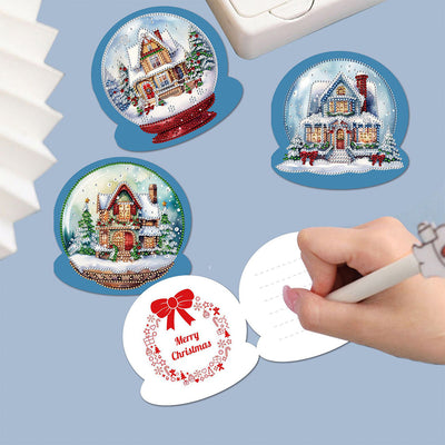 Cartes de Vœux Château de Noël dans Boule de Cristal | 5 Pièces