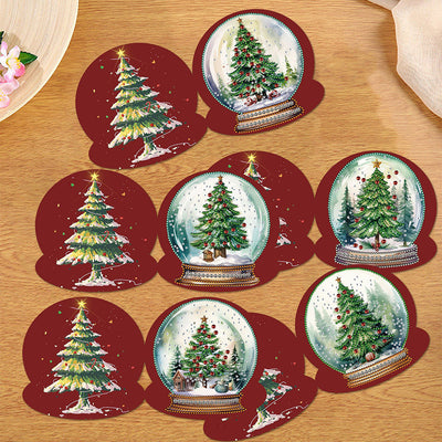 Cartes de Vœux Arbre de Noël dans Boule de Cristal | 8 Pièces