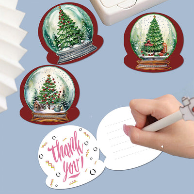 Cartes de Vœux Arbre de Noël dans Boule de Cristal | 8 Pièces