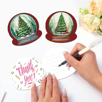 Cartes de Vœux Arbre de Noël dans Boule de Cristal | 8 Pièces