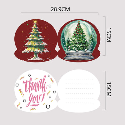 Cartes de Vœux Arbre de Noël dans Boule de Cristal | 8 Pièces