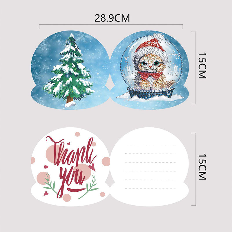 Cartes de Vœux Animaux de Noël dans Boule de Cristal | 12 Pièces