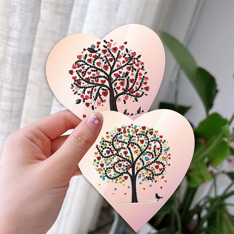 Cartes de Vœux Arbre en Cœur Rose | 6 Pièces