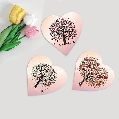 Cartes de Vœux Arbre en Cœur Rose | 6 Pièces