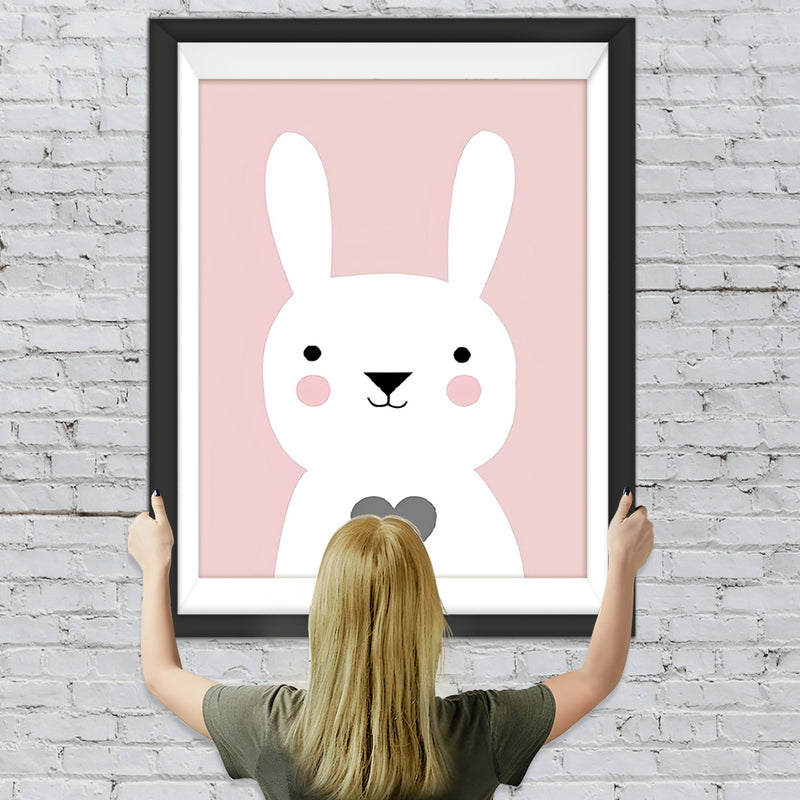 Lapin Blanc avec Coeur Girs Broderie Diamant