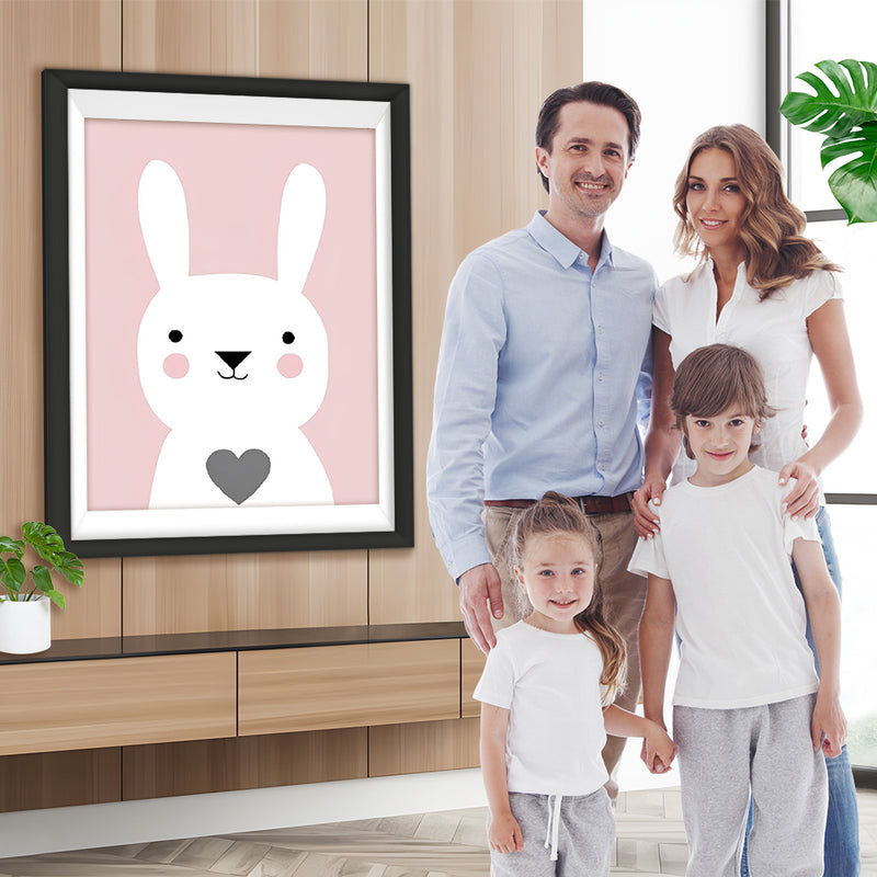 Lapin Blanc avec Coeur Girs Broderie Diamant