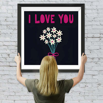 Bouquet de Marguerites Je T'Aime Broderie Diamant