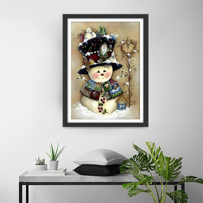 L'ourson Bonhomme de Neige avec un Chapeau Broderie Diamant