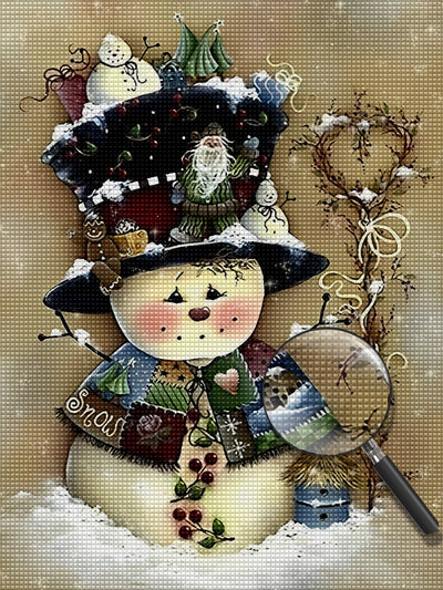 L'ourson Bonhomme de Neige avec un Chapeau Broderie Diamant