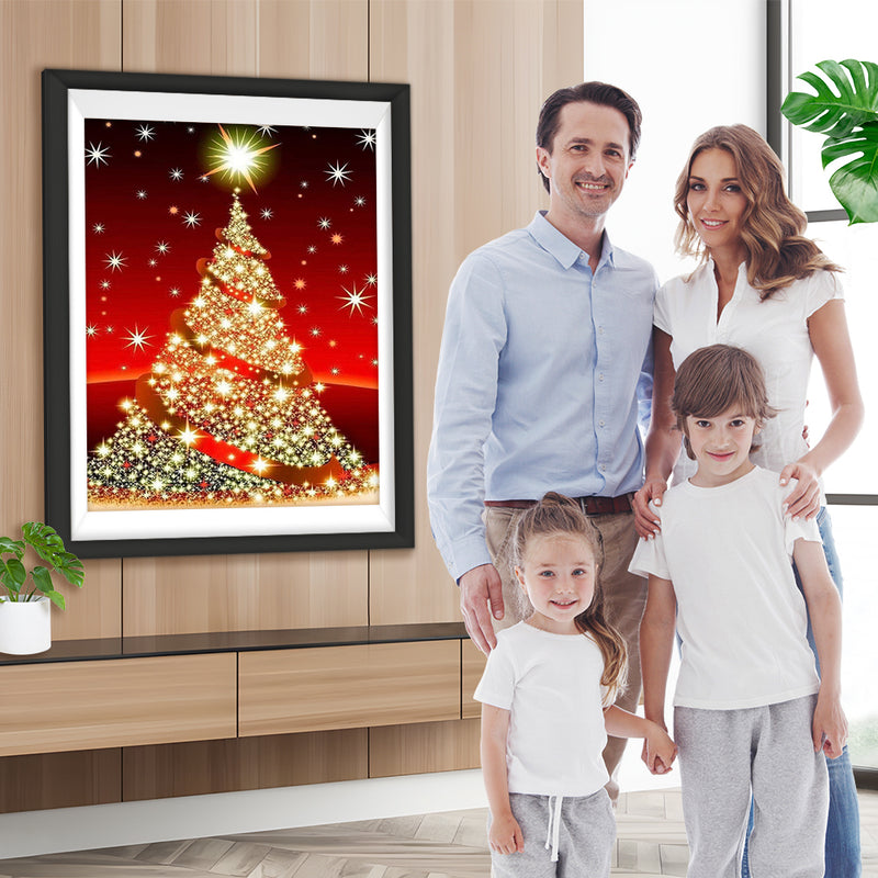 Sapin de Noël Doré Scintillant Broderie Diamant