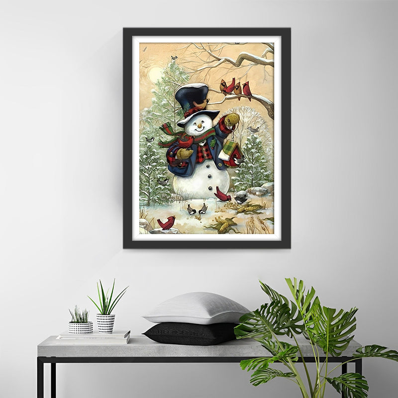 Bonhomme de Neige à la Britannique Broderie Diamant